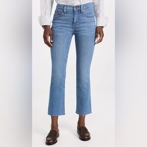 Madewell Medium Blue Flare Jeans with Raw Edge Hem